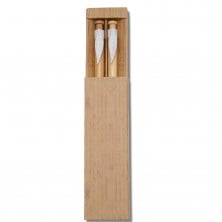 Conjunto Caneta e Lapiseira Bambu  - Brinde Personalizado Cód. 14334-BCO - 1
