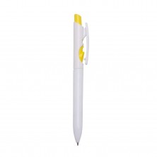 Caneta Plástica  - Brinde Personalizado Cód. 01097L-BCO-AMA - 1