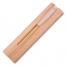 Caneta Ecológica de Bambu com Estojo  - Brinde Personalizado Cód. 14662-BEG - 2